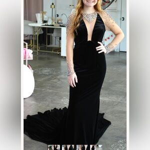 Johnathan Kayne Elegant Black Dress with Sparkling Accents